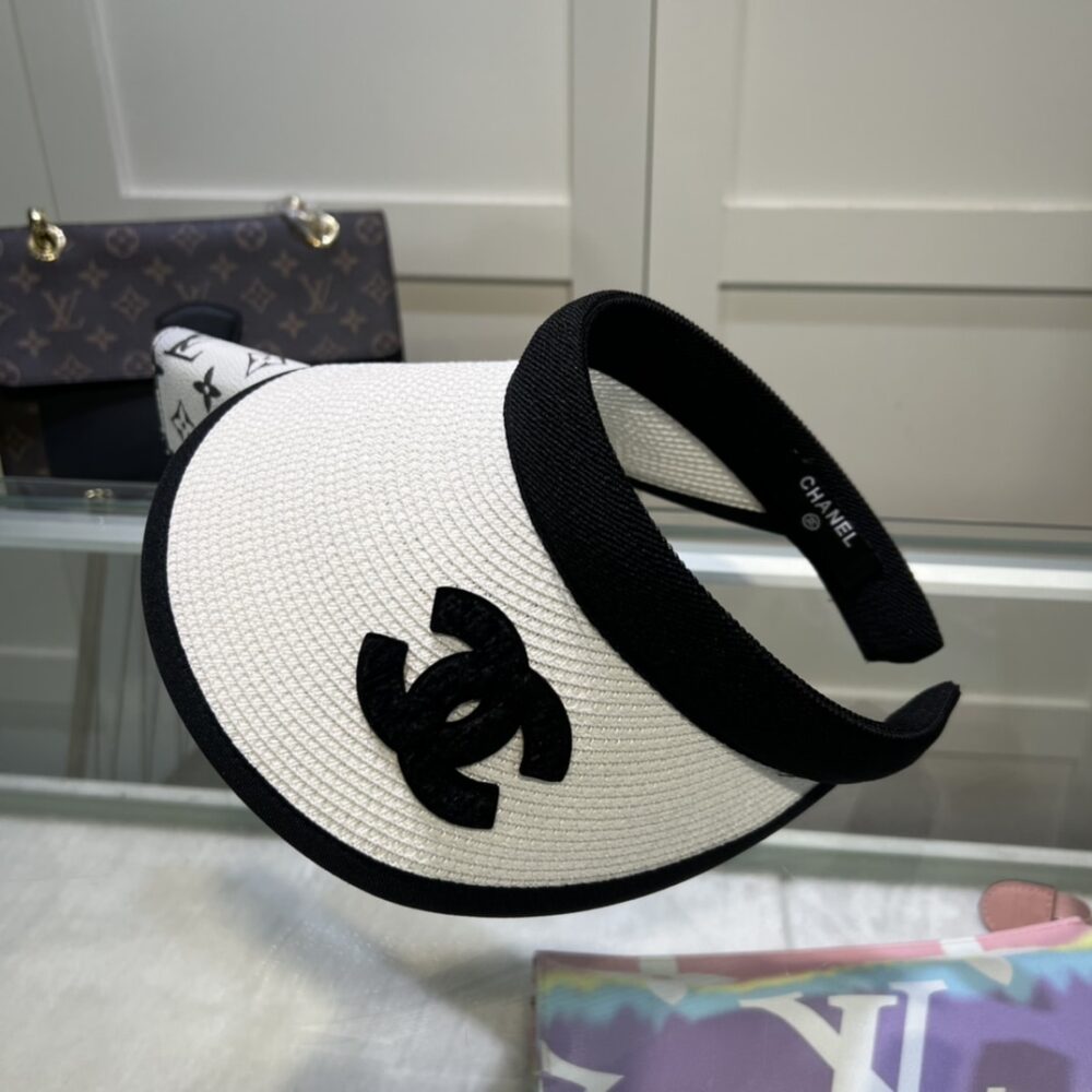 CHANEL STRAW CC VISOR HAT WHITE - Image 6