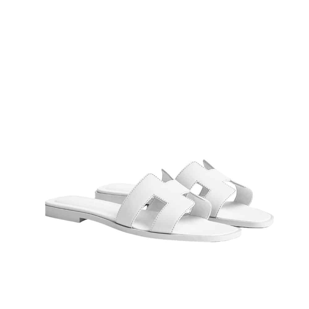 HERMES SLIPPERS FLAT ORAN FULL WHITE H202272Z 2V350