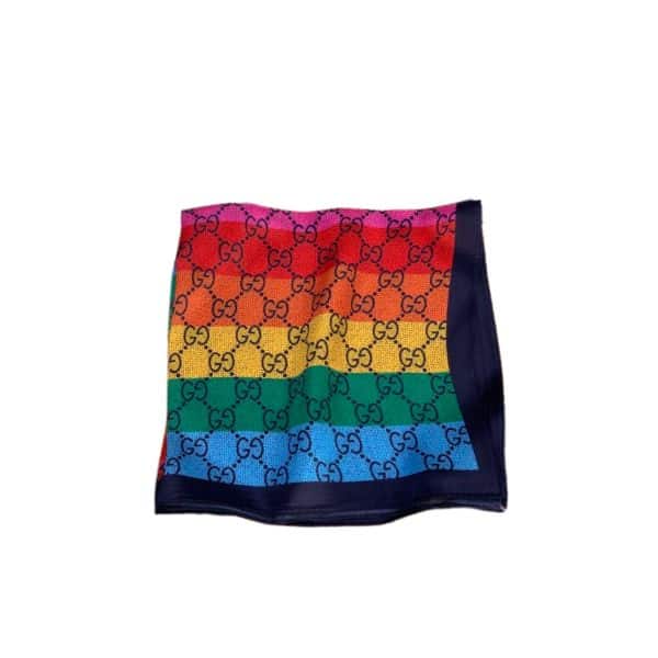 GUCCI GG JACQUARD SCARF  70CM RAINBOW