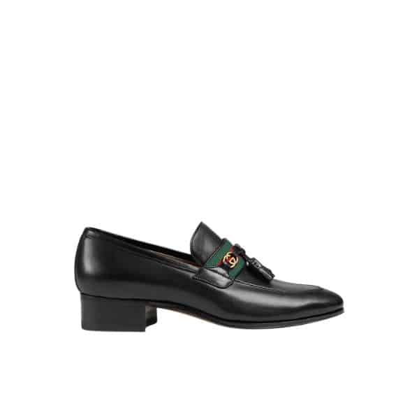 GUCCI UNISEX LEATHER INTERLOCKING G BLACK