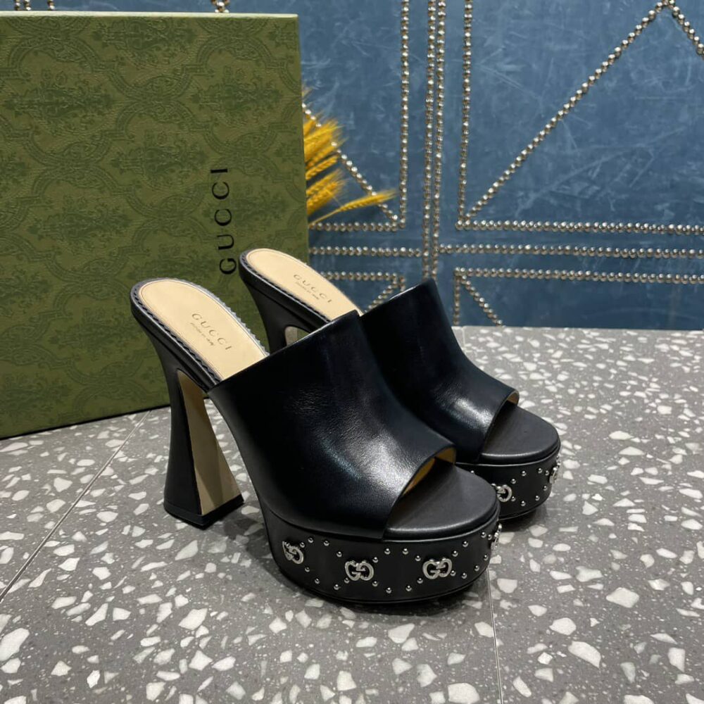 GUCCI WOMEN'S PLATFORM SLIDE SANDAL BLACK 740426 C9D00 1000 - Image 4