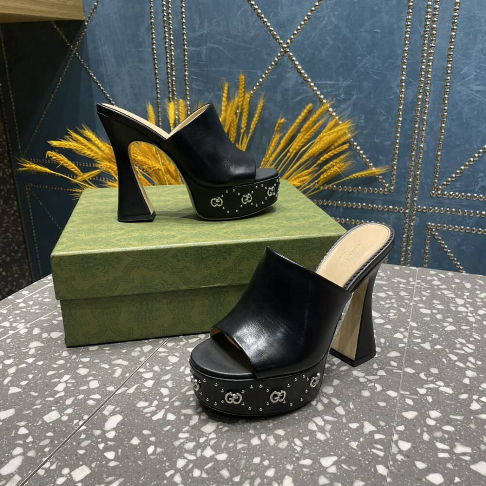 GUCCI WOMEN'S PLATFORM SLIDE SANDAL BLACK 740426 C9D00 1000 - Image 6
