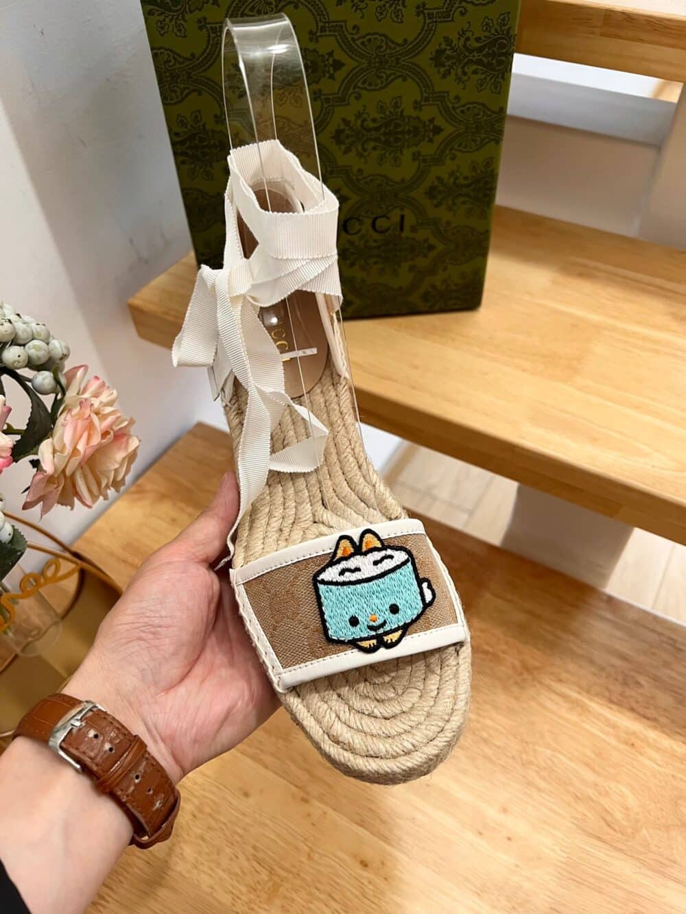 GUCCI WOMEN'S GG ESPADRILLE WITH PATCH ‎737511 FABOR 9741 - Image 7
