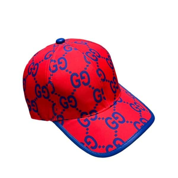 GUCCI GG MONOGRAM BASEBALL CAP RED BLUE