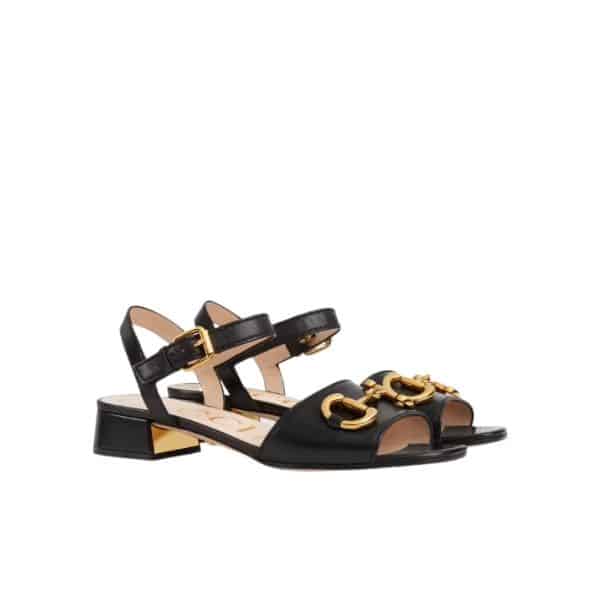 GUCCI WOMEN’S SANDAL WITH HORSEBIT BLACK 655413 BKO00 1000