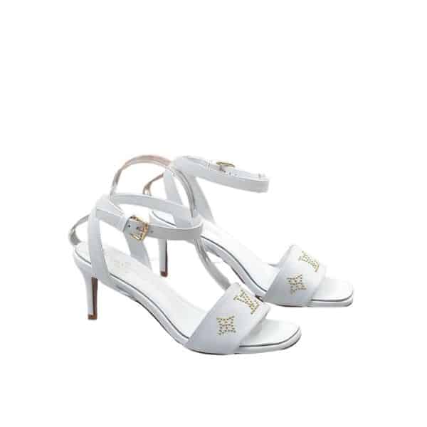 LOUIS VUITTON OPEN TOE HIGH HEEL SANDALS WHITE