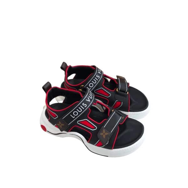 LOUIS VUITTON ARCHLIGHT MONOGRAM RED SANDALS