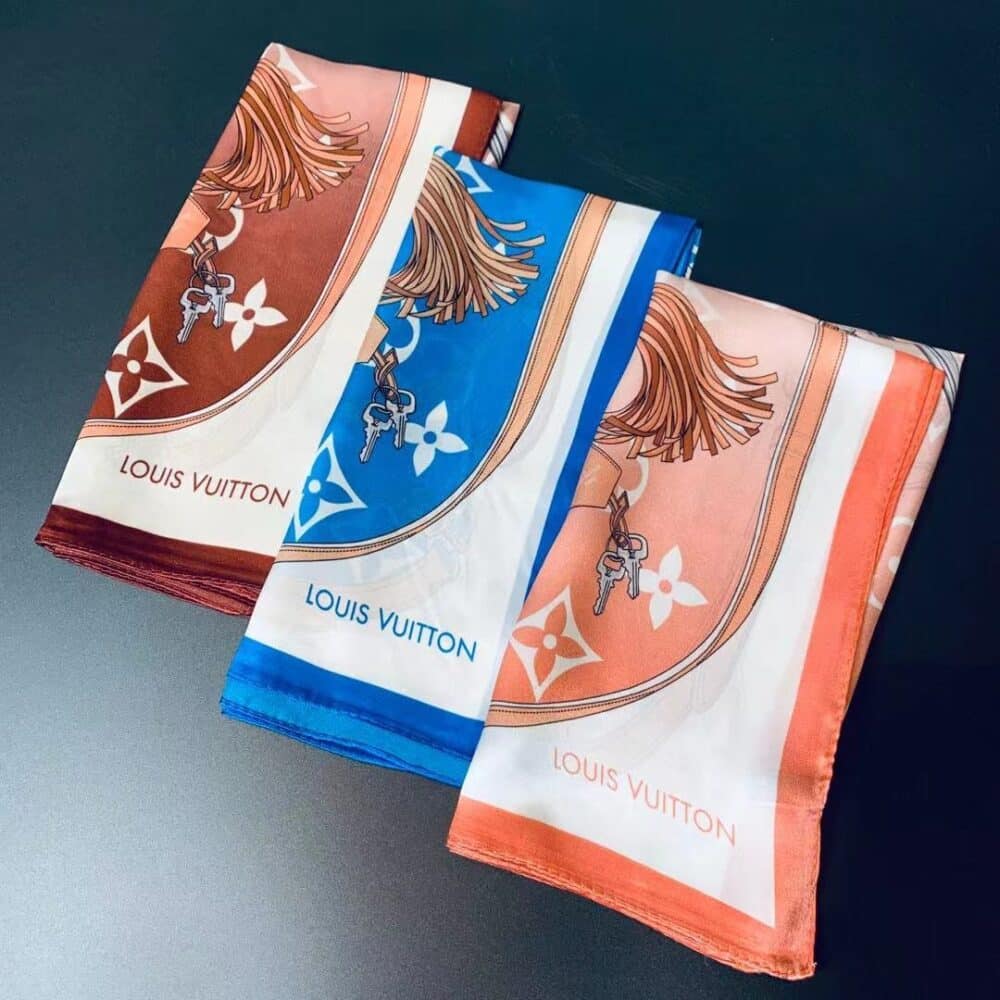 Alternative view of LOUIS VUITTON STRAPS SQUARE SCARF ORANGE