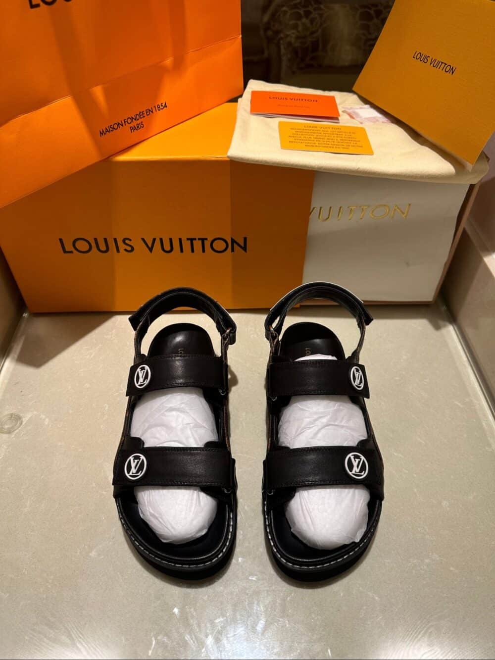 LOUIS VUITTON PASEO FLAT COMFORT SANDALS BLACK 1AB0XT - Image 3