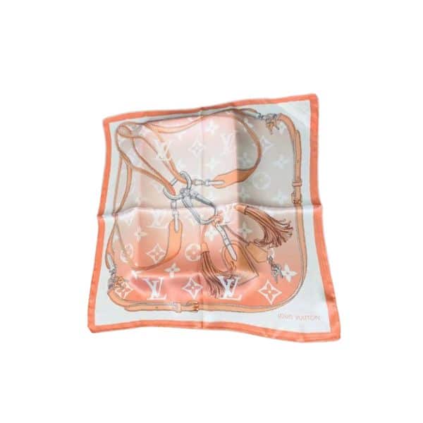 LOUIS VUITTON STRAPS SQUARE SCARF ORANGE