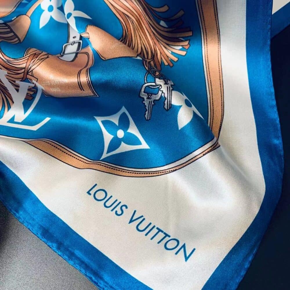LOUIS VUITTON STRAPS SQUARE SCARF BLUE - Image 3