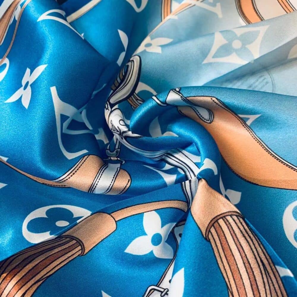 LOUIS VUITTON STRAPS SQUARE SCARF BLUE - Image 4