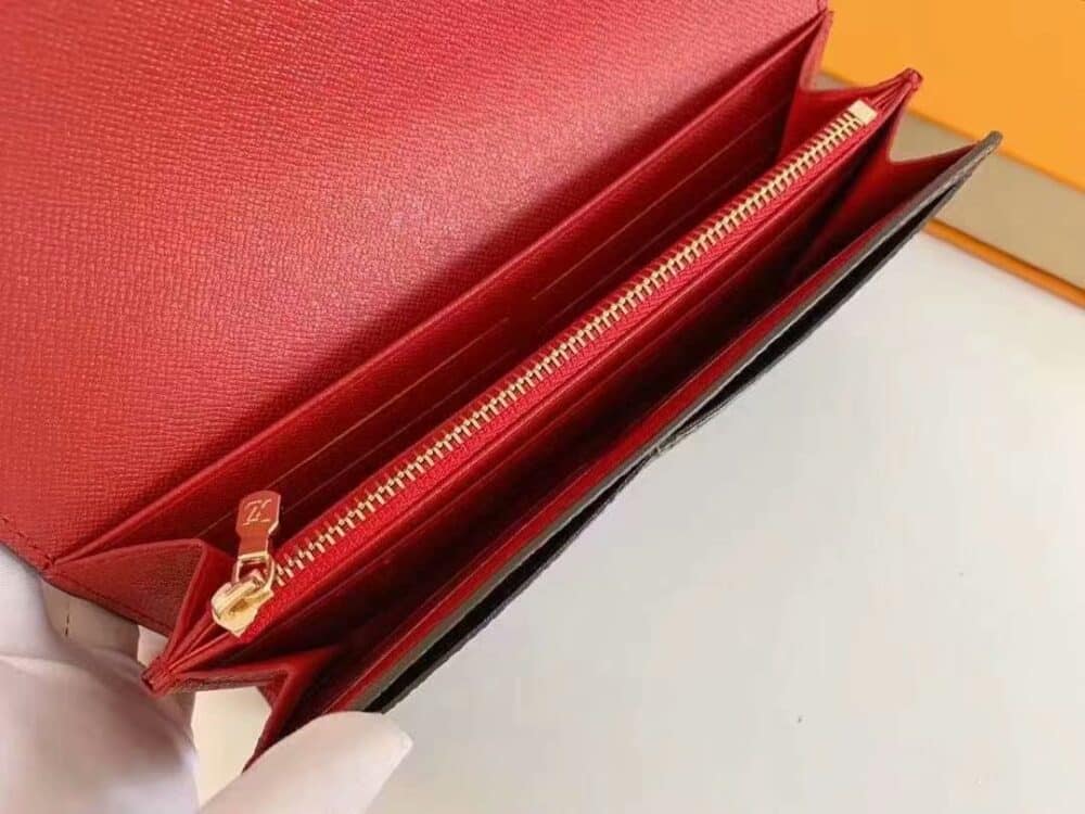 LOUIS VUITTON SARAH WALLET DAMIER EBENE RED 19 CM - Image 4