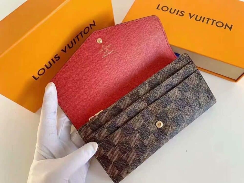 LOUIS VUITTON SARAH WALLET DAMIER EBENE RED 19 CM - Image 8