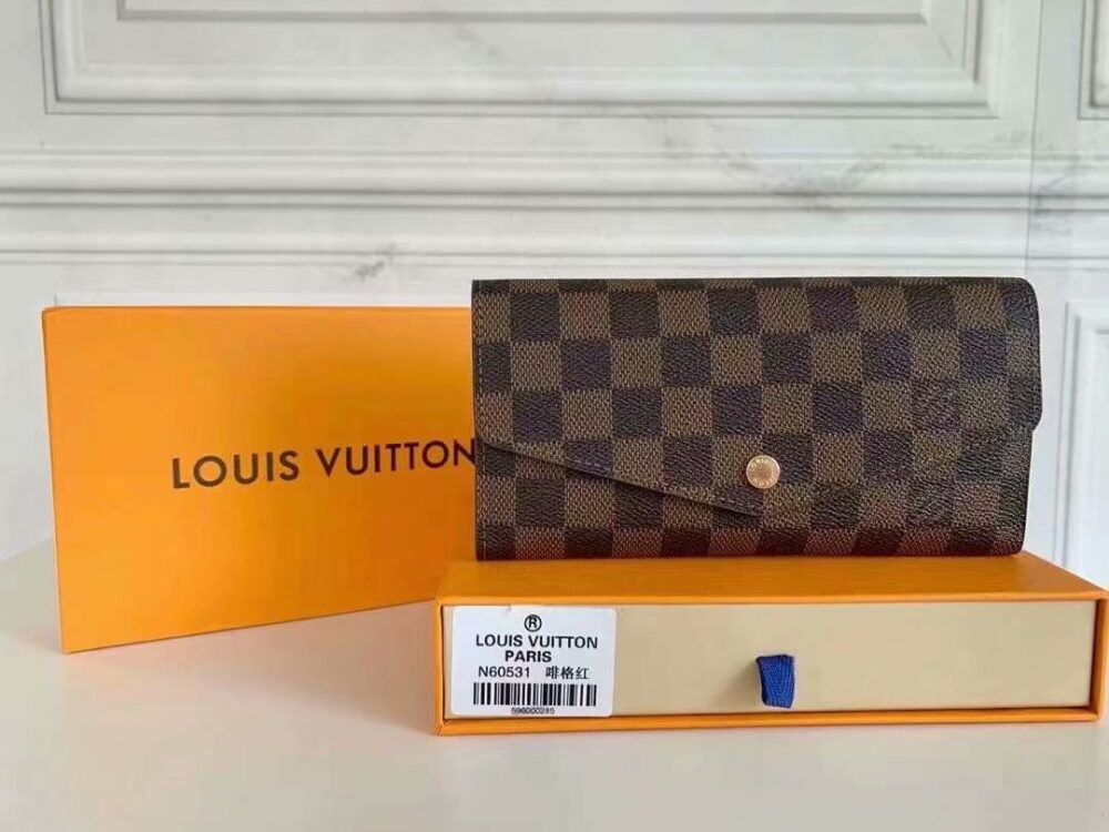 LOUIS VUITTON SARAH WALLET DAMIER EBENE RED 19 CM - Image 10