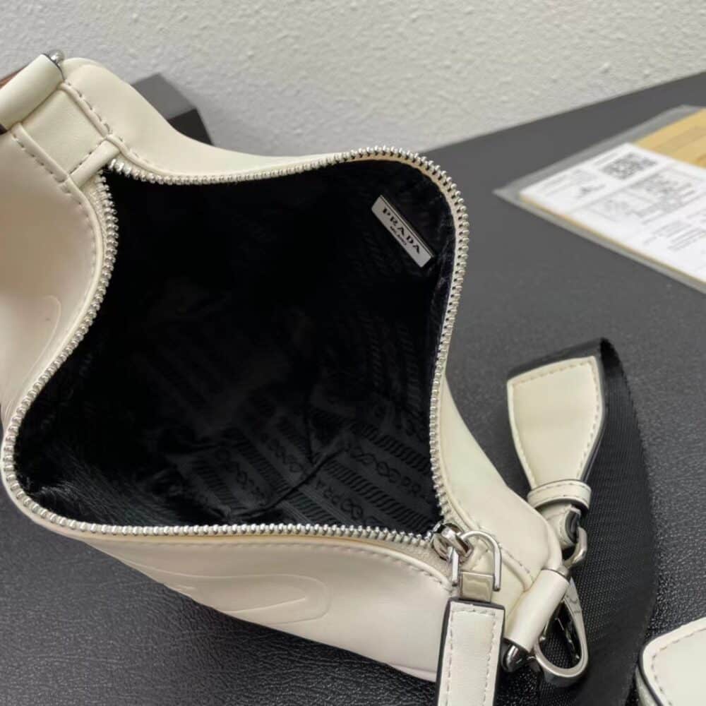 PRADA TRIANGLE LEATHER MINI BAG WHITE 27CM 1BH190 2BYA F0009 V BRO - Image 4