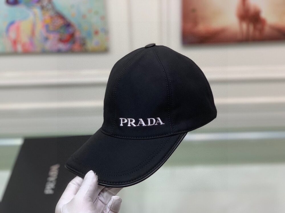 PRADA LOGO LETTER BASEBALL CAP BLACK - Image 7