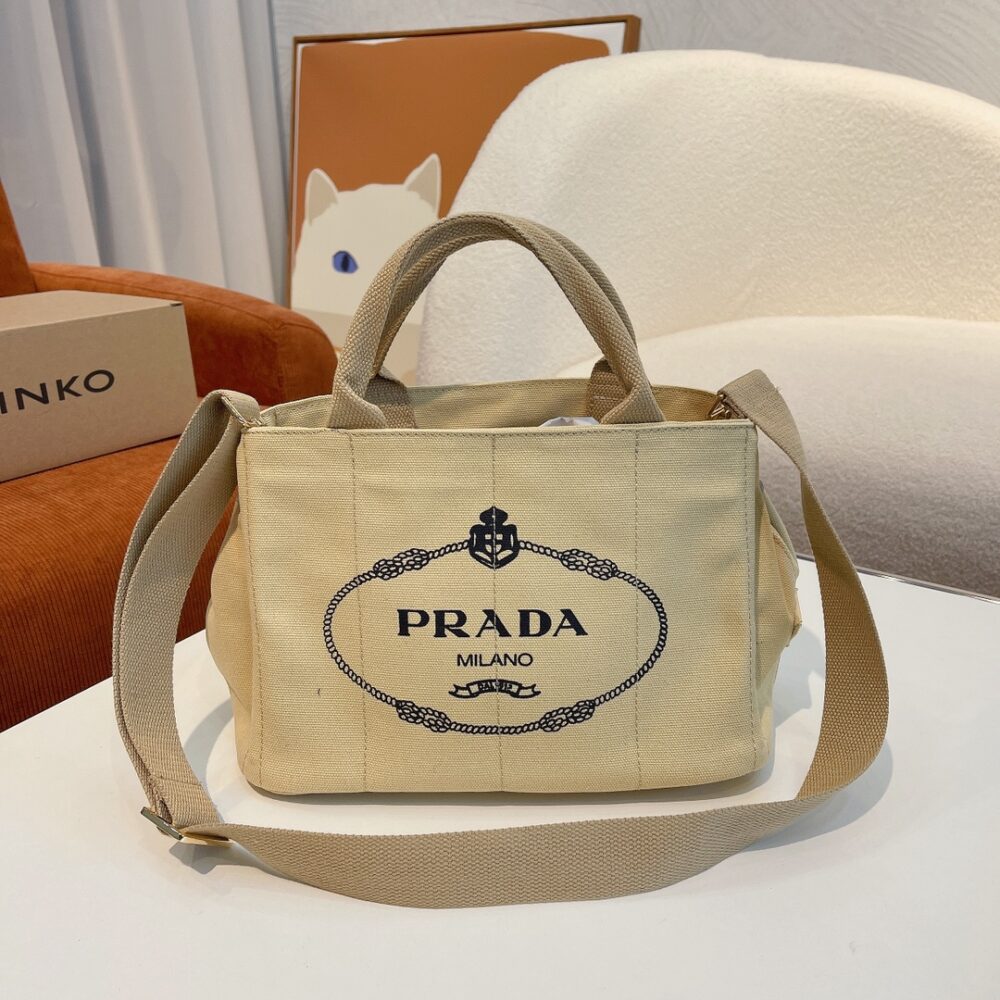 PRADA CANAPA TOTE CANVAS BAG IN BEIGE 29CM - Image 10