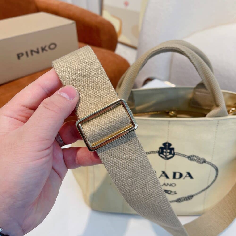 PRADA CANAPA TOTE CANVAS BAG IN BEIGE 29CM - Image 3