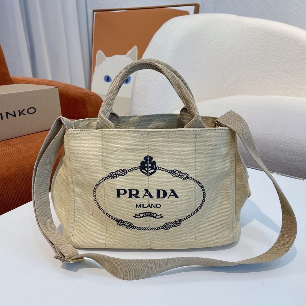 PRADA CANAPA TOTE CANVAS BAG IN BEIGE 29CM - Image 5