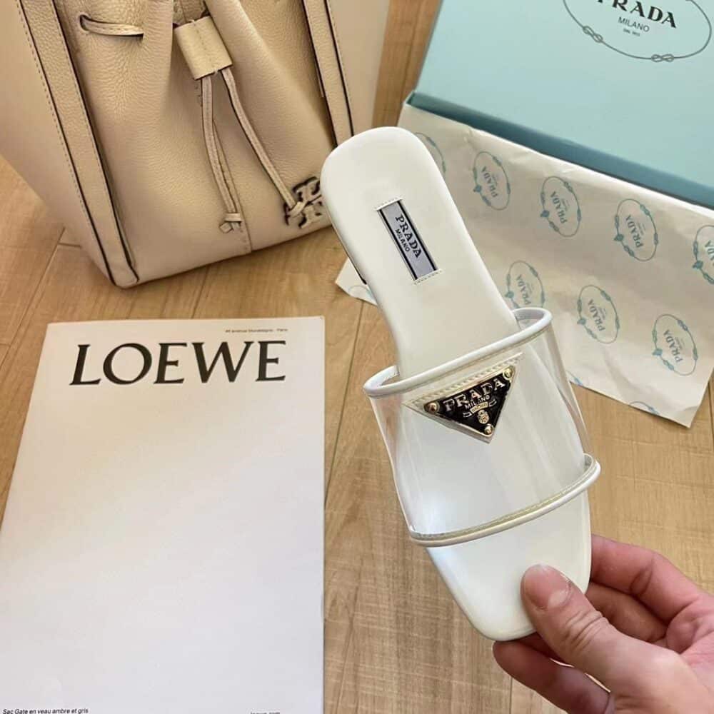PRADA LOGO PLAQUE SLIP ON WHITE - Image 3