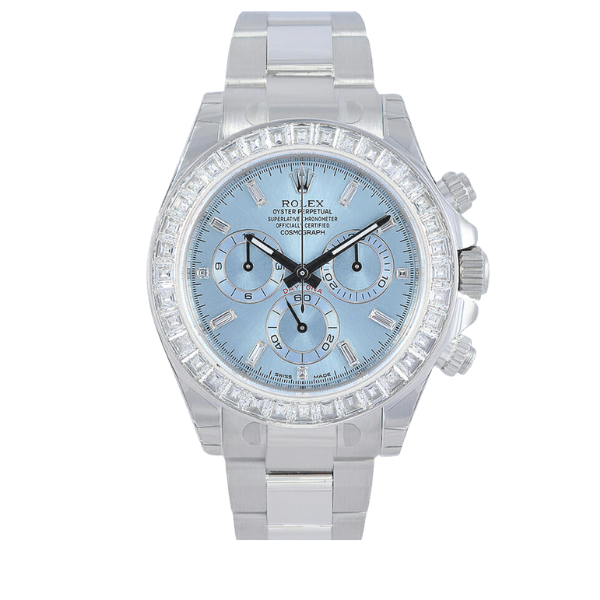 ROLEX COSMOGRAPH DAYTONA ICE BLUE BAGUETTE PLATINUM 40MM 116576TBR