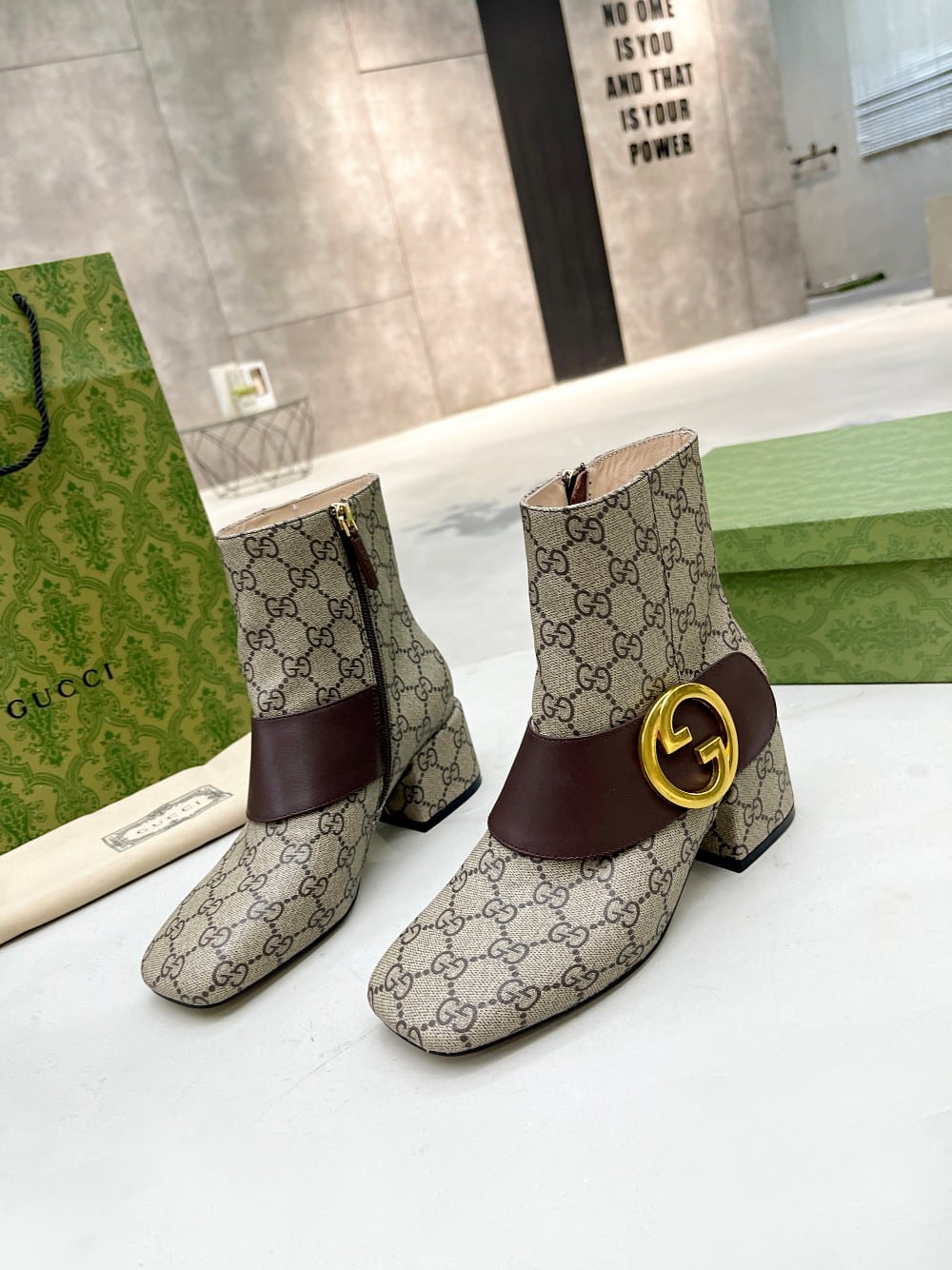 Alternative view of GUCCI BLONDIE WOMEN'S ANKLE BOOT BROWN 701706 9I650 9769