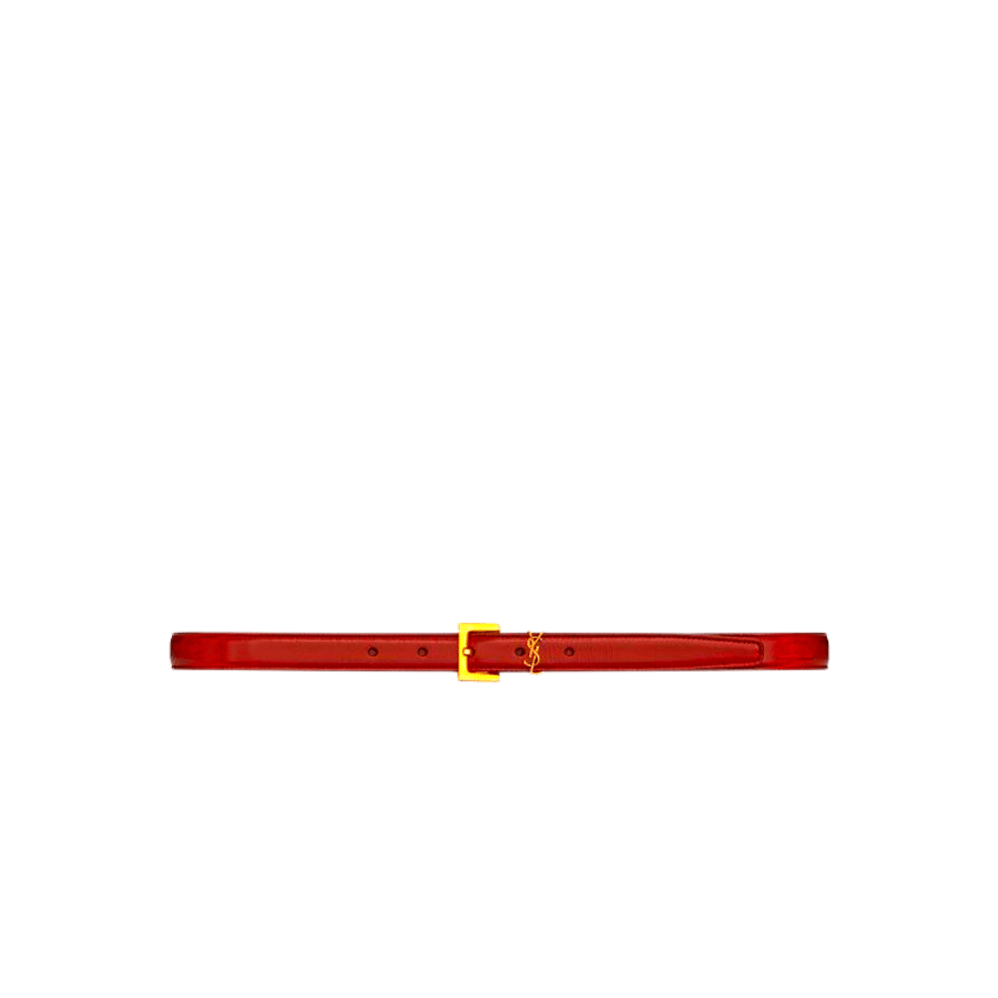 SAINT LAURENT ADJUSTABLE SQUARE BUCKLE BELT RED AND GOLD 634437C0X0W6309