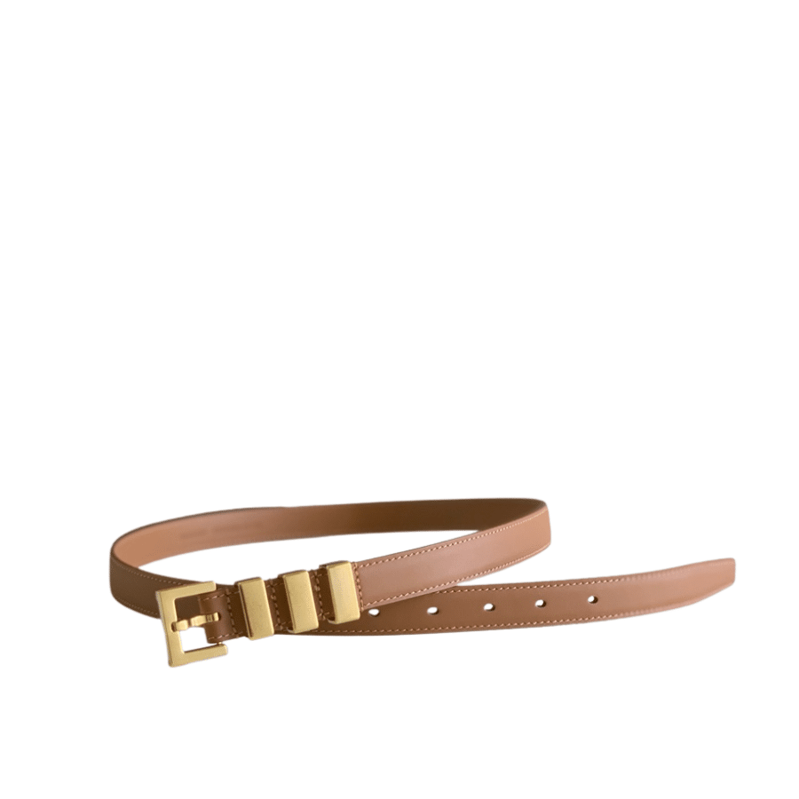 SAINT LAURENT  PASSANTS BROWN AND  GOLD BELT 3146292551