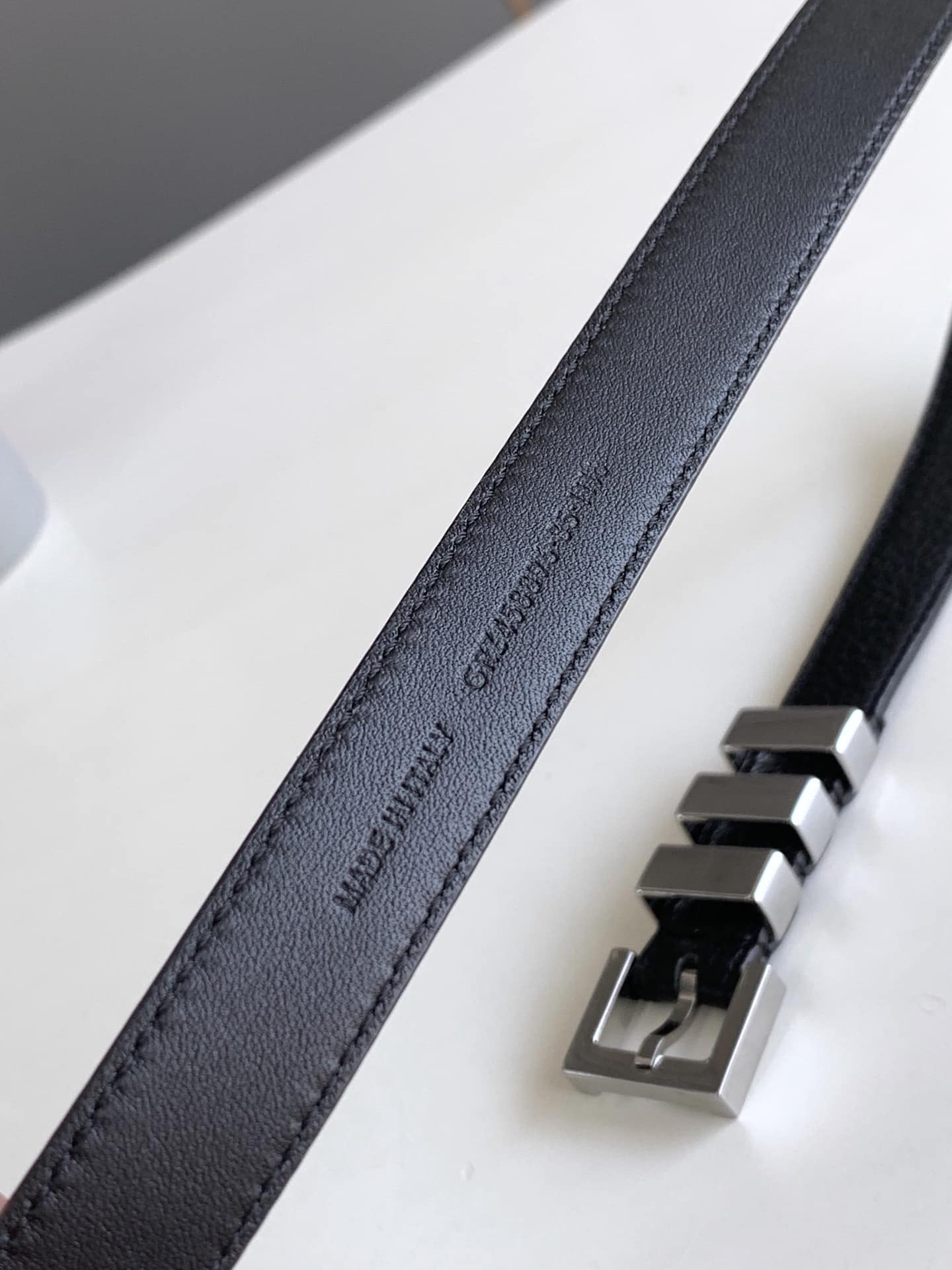 SAINT LAURENT BLACK 3 PASSANTS BLACK AND SILVER BELT 3146292551 - Image 3