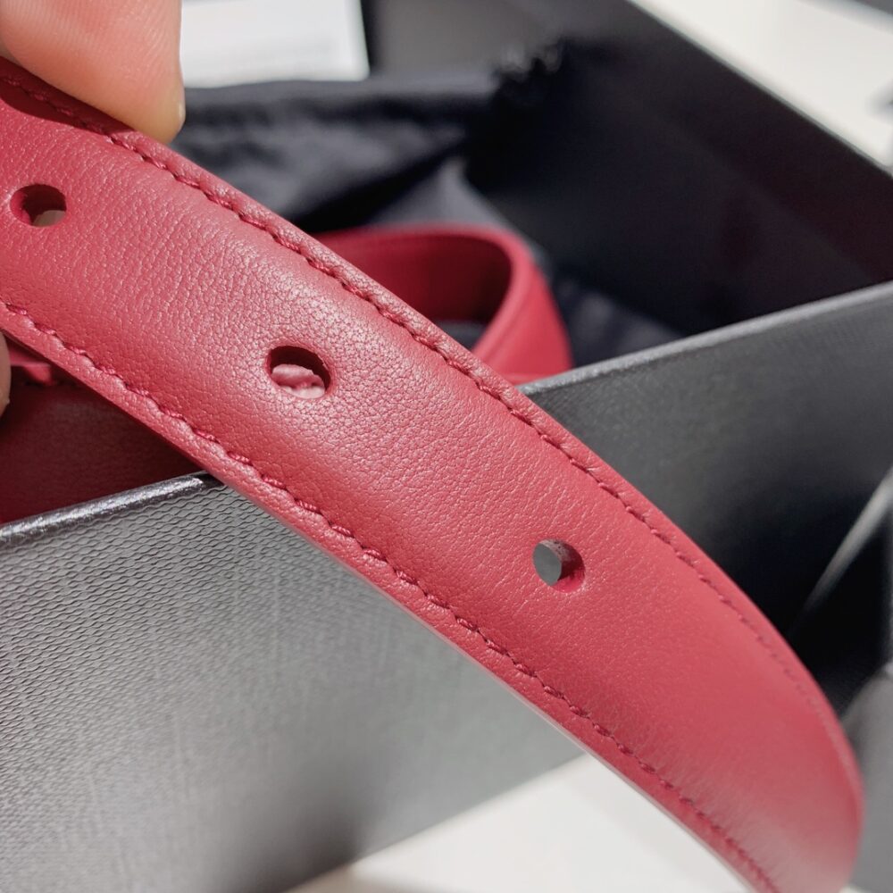 SAINT LAURENT ADJUSTABLE SQUARE BUCKLE BELT RED AND GOLD 634437C0X0W6309 - Image 5