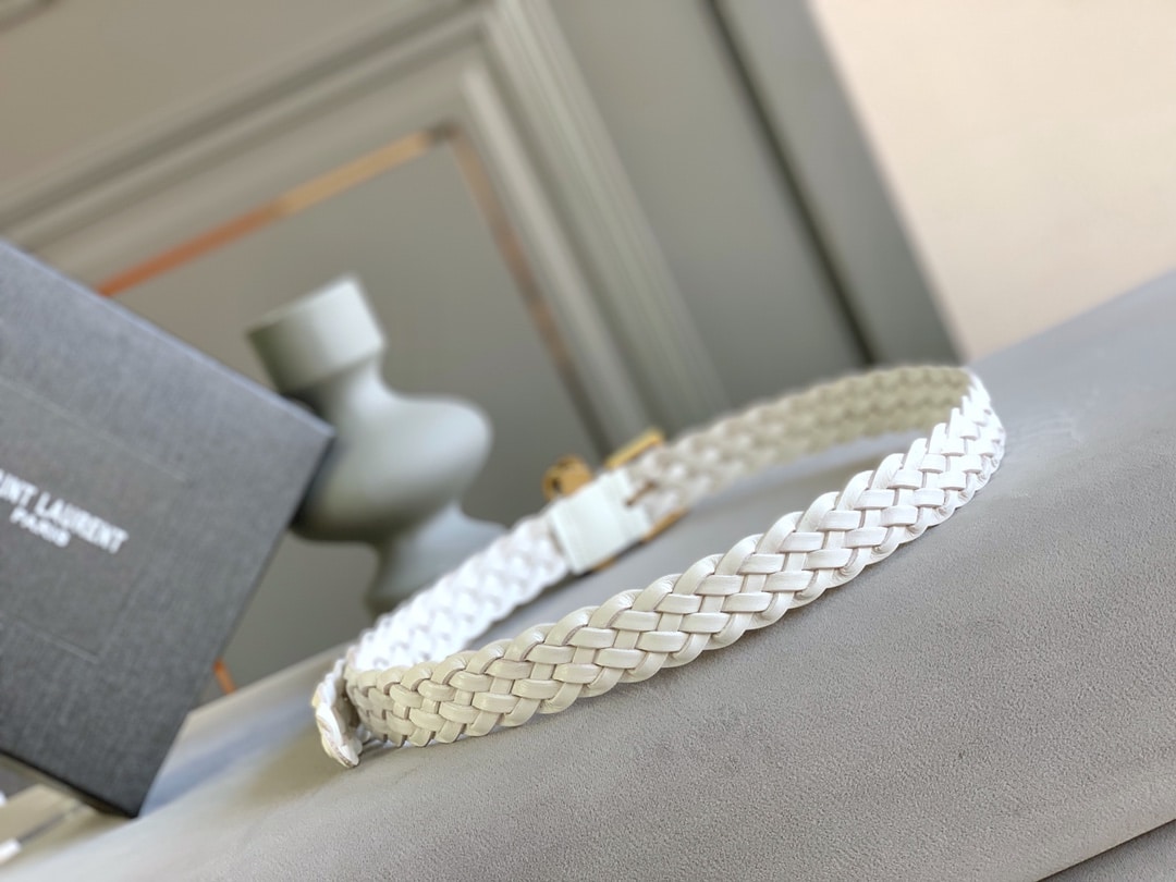 SAINT LAURENT GENUINE LEATHER UNIVERSAL WHITE AND GOLD BELT - Image 5