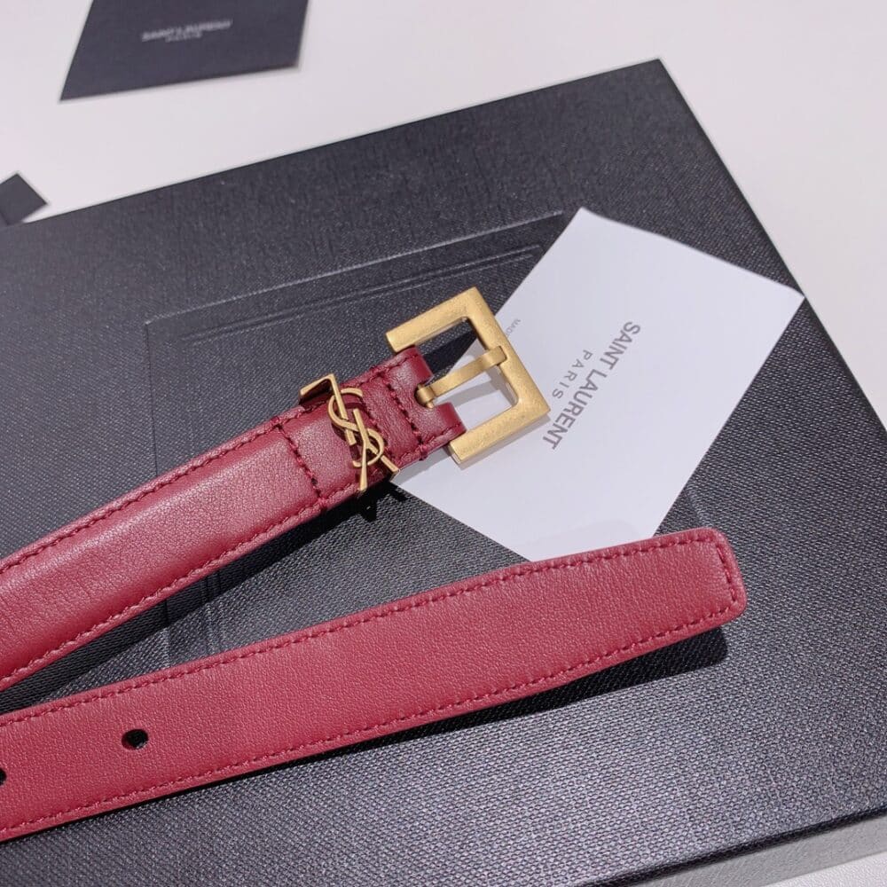 SAINT LAURENT ADJUSTABLE SQUARE BUCKLE BELT RED AND GOLD 634437C0X0W6309 - Image 6