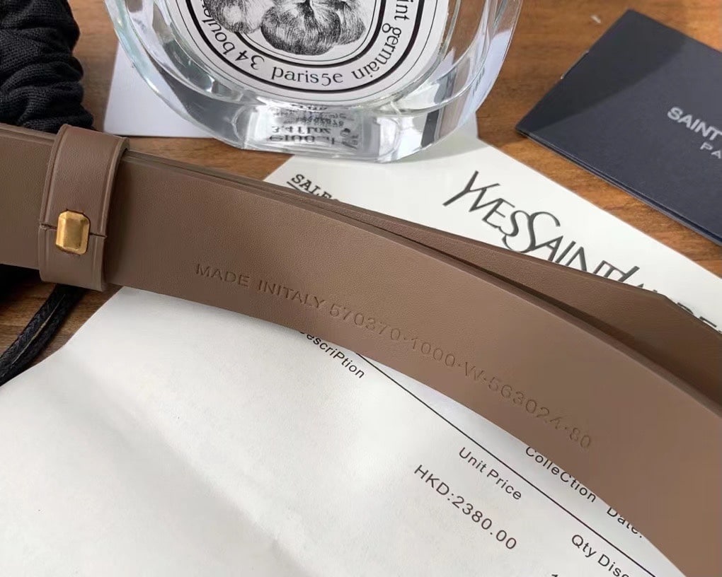 SAINT LAURENT MONOGRAM CELTIC LEATHER BROWN AND GOLD BELT 0400017970125 - Image 6