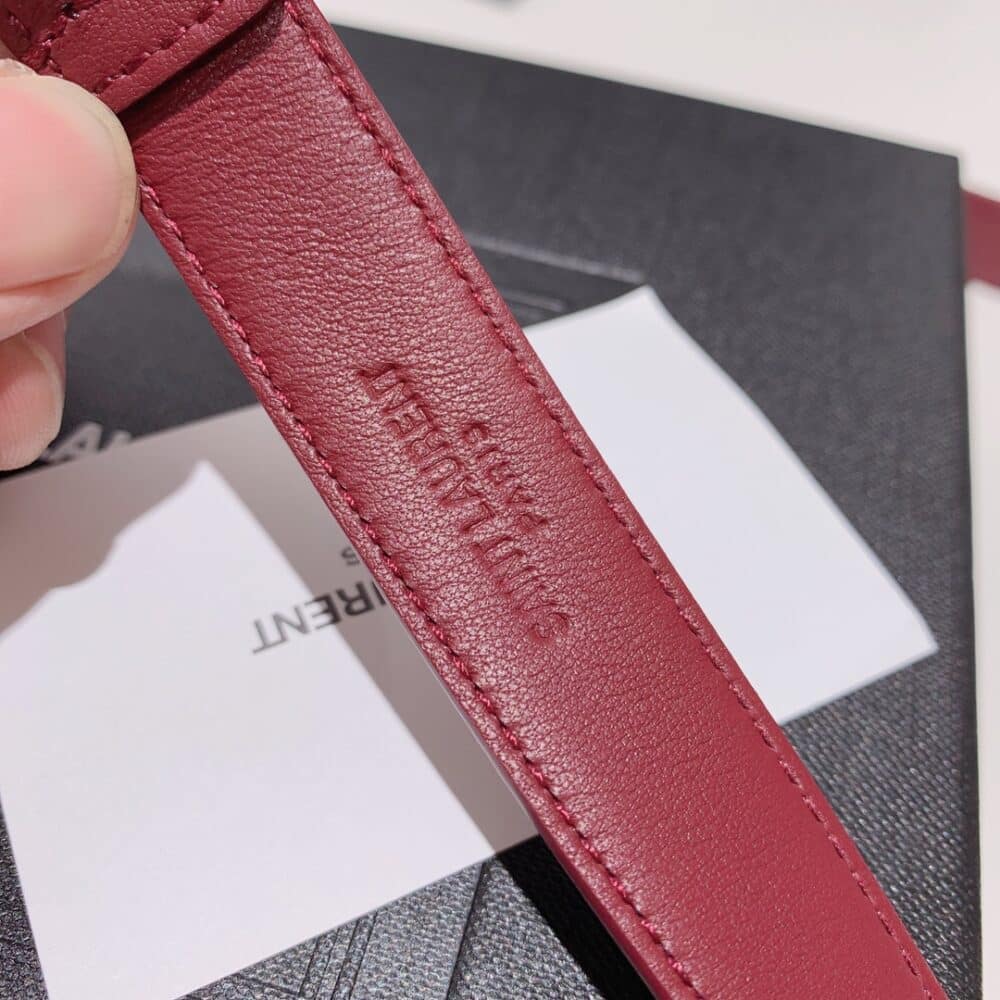 SAINT LAURENT ADJUSTABLE SQUARE BUCKLE BELT RED AND GOLD 634437C0X0W6309 - Image 7