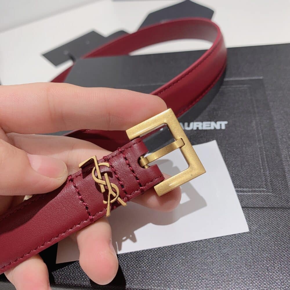 SAINT LAURENT ADJUSTABLE SQUARE BUCKLE BELT RED AND GOLD 634437C0X0W6309 - Image 8