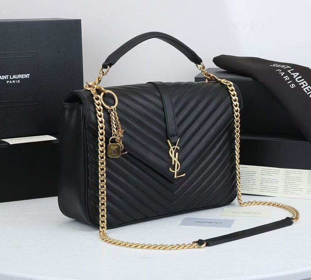 Alternative view of SAINT LAURENT MEDIUM COLLEGE SHOULDER BAG BLACK 24CM 600278BRM071000