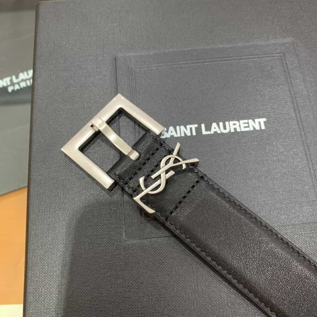 SAINT LAURENT CASSANDRE BELT WITH SQUARE BUCKLE IN SMOOTH LEATHER 634437BOO0E1000 - Image 4