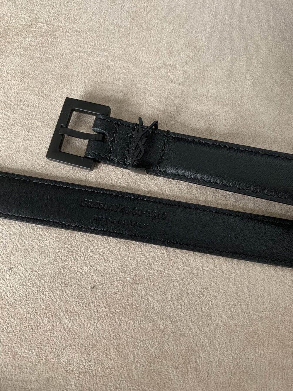 SAINT LAURENT CASSANDRE THIN BELT WITH SQUARE BUCKLE IN SHINY BOX SAINT LAURENT LEATHER 554465BOO0U1000 - Image 5