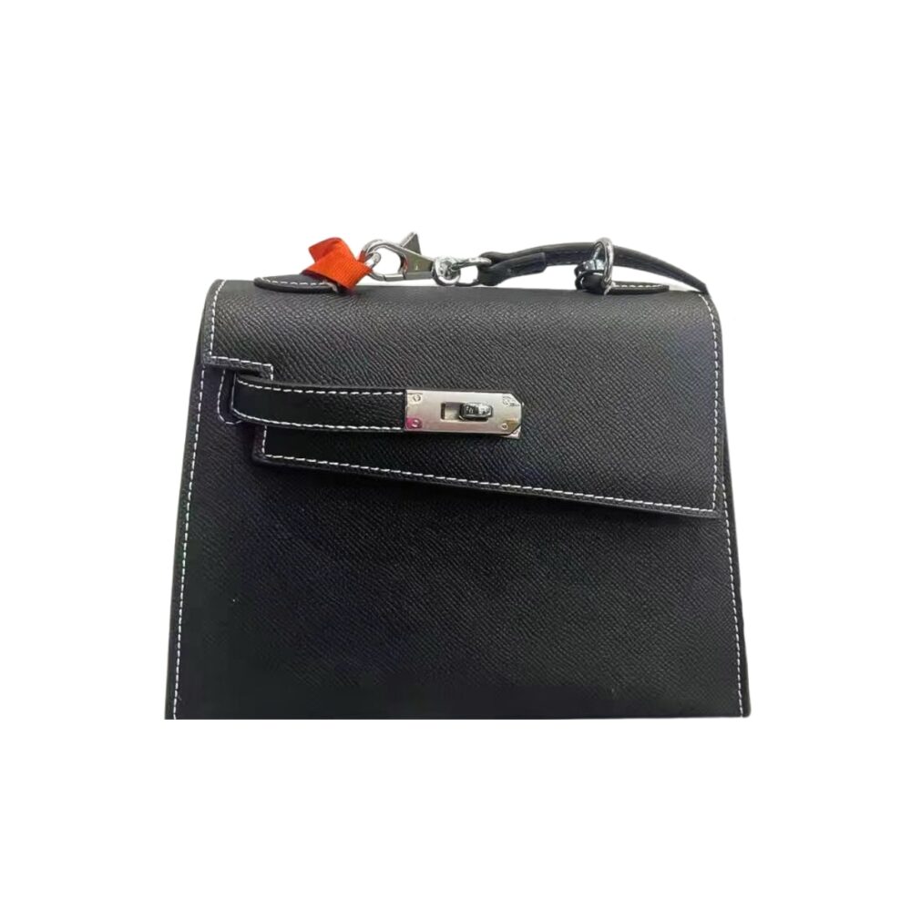 HERMES KELLY SELLIER EN DESORDRE EPSOM GOLD TONED HARDWARE BLACK 19CM