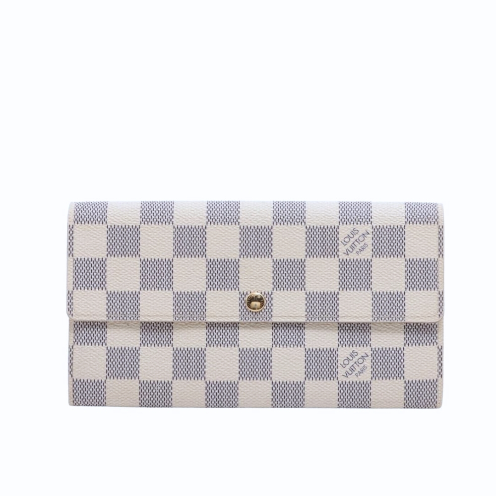 LOUIS VUITTON EMILIE WALLET DAMIER AZUR WHITE 19CM