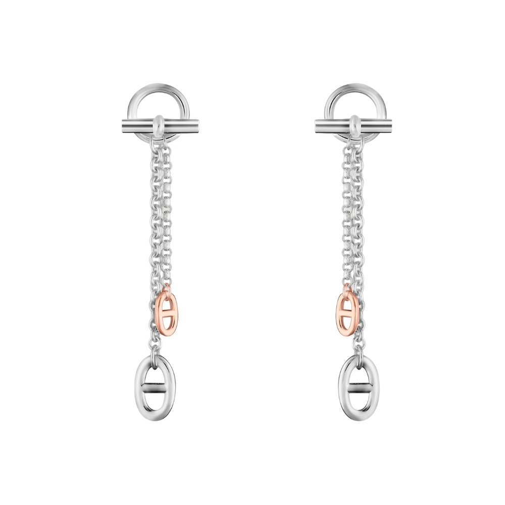 HERMES NEW FARANDOLE EARRINGS SILVER H119540B 00