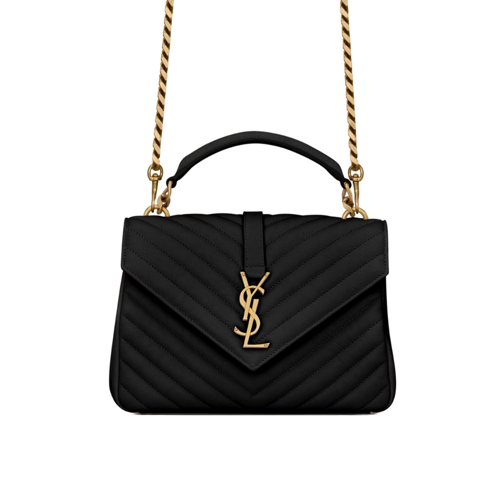 SAINT LAURENT MEDIUM COLLEGE SHOULDER BAG BLACK 24CM 600278BRM071000