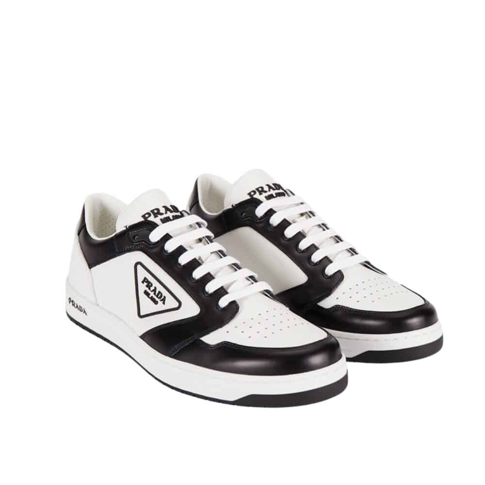 PRADA DISTRICT LEATHER SNEAKER BLACK WHITE 1E790M 3LJ6 F0964 F 030