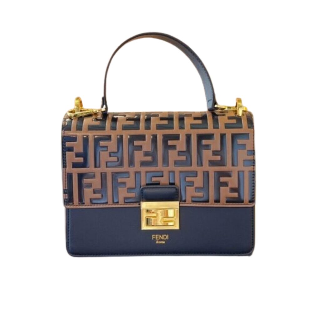 FENDI KAN I LEATHER BAG BROWN 25CM