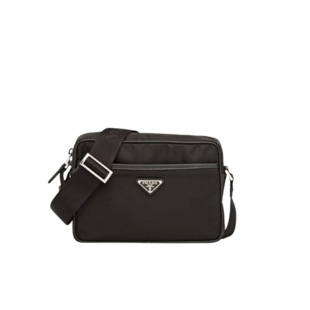PRADA TRIANGLE LOGO RE-NYLON AND SAFFIANO LEATHER BLACK 2VH0482DMHF0002VOOO