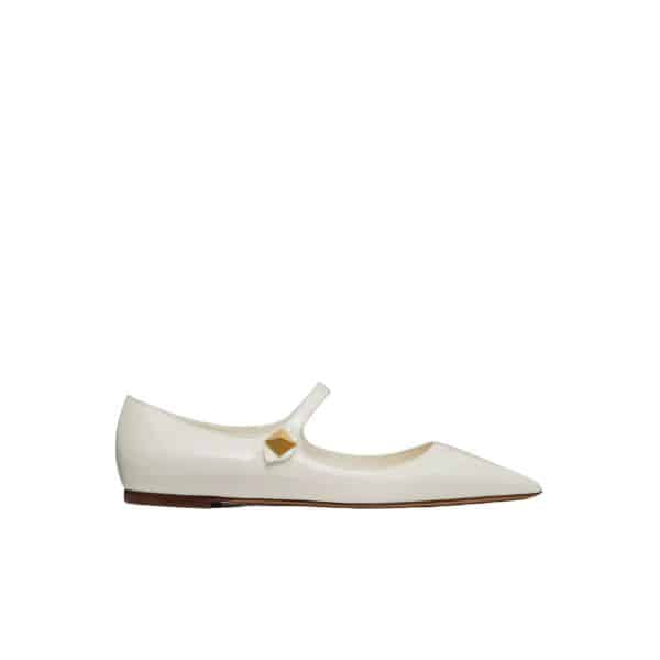 VALENTINO GARAVANI TIPTOE PATENT LEATHER BALLET FLATS IVORY 2W2S0GC3ERU098