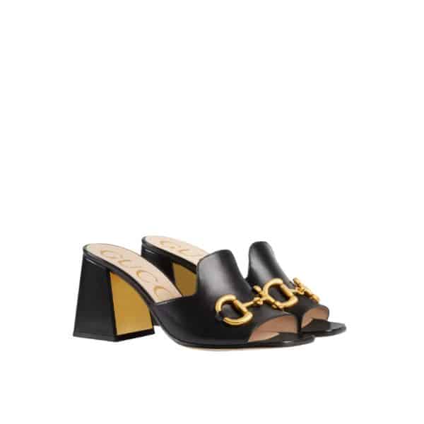 GUCCI WOMEN'S SLIDE SANDAL WITH HORSEBIT BLACK 655412 BKO00 1000