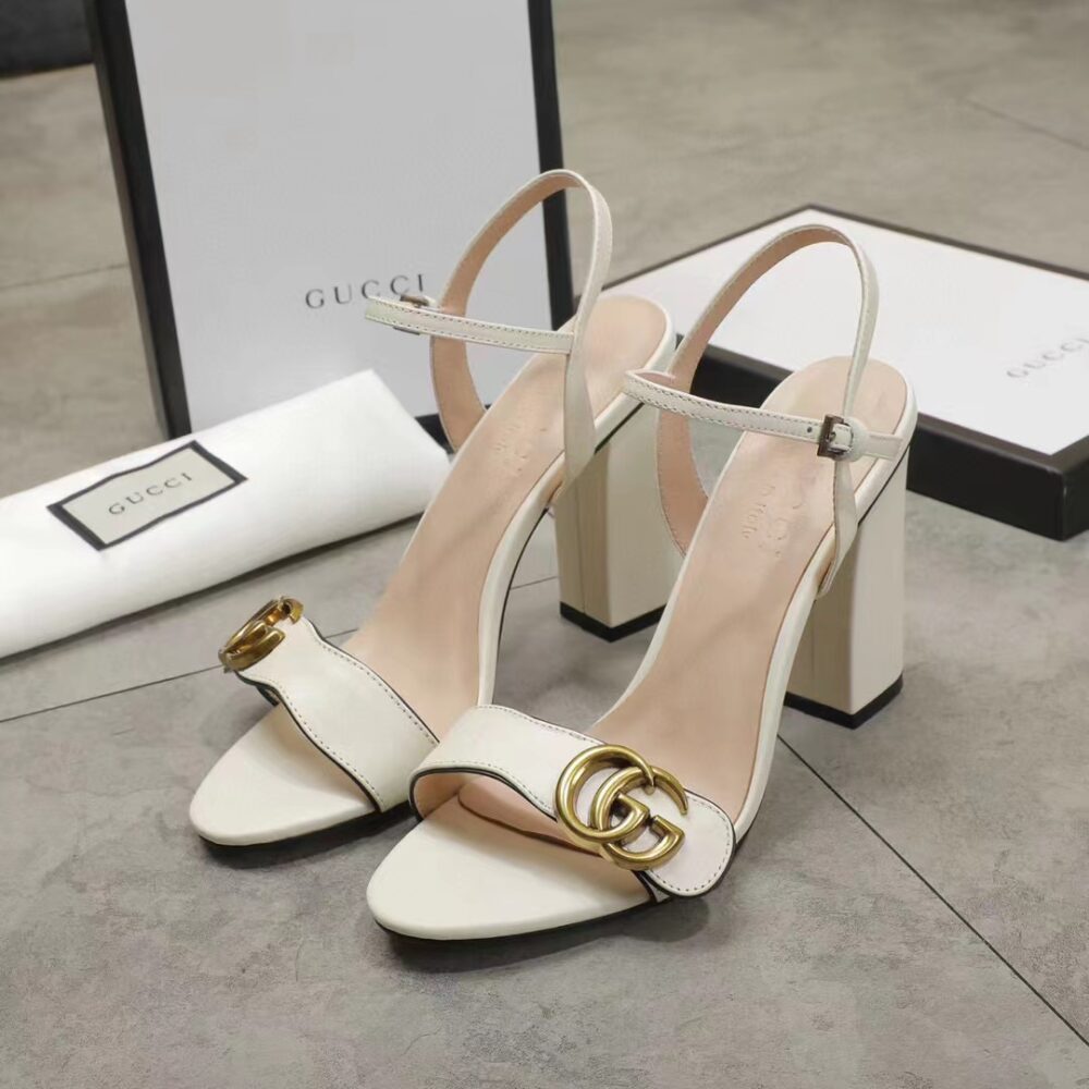 Alternative view of GUCCI DOUBLE G WHITE LEATHER SANDAL ‎453378 A3N00 9022