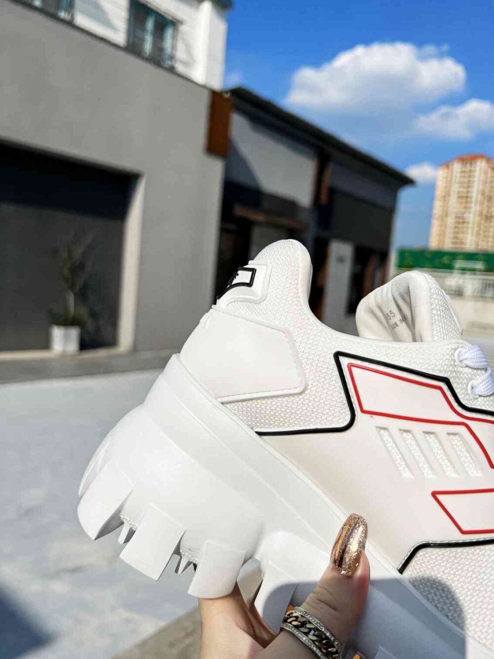 PRADA CLOUDBUST THUNDER SNEAKERS WITH WHITE AND RED 2EG2933LGNF0009 - Image 9